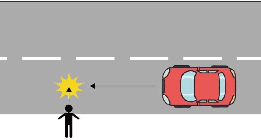 横断歩道のない道路を横断中の事故
